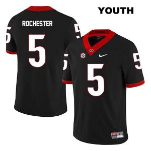 Youth Georgia Bulldogs NCAA #5 Julian Rochester Nike Stitched Black Legend Authentic College Football Jersey DUQ0654NM